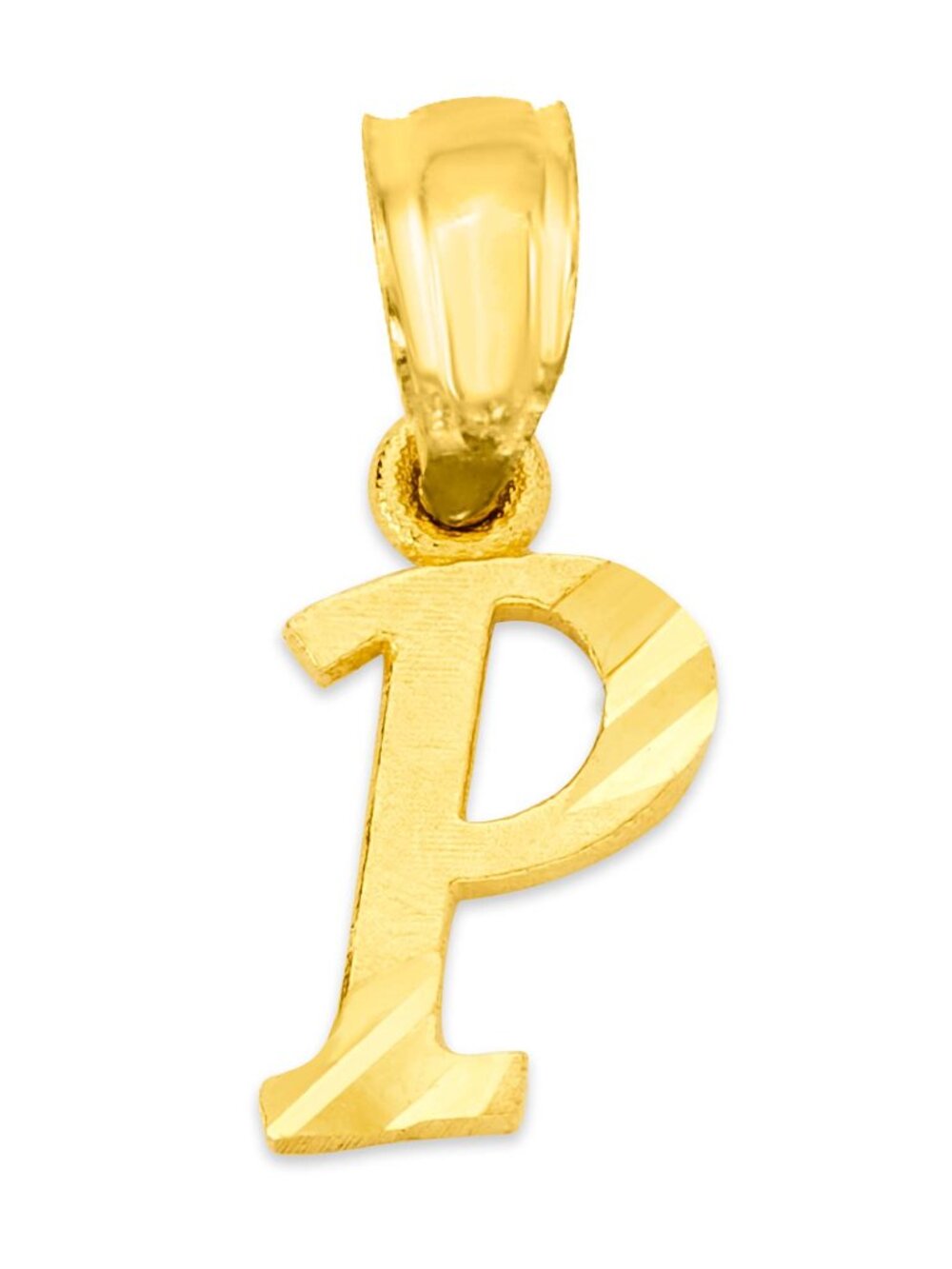 14k Solid Gold P Initial Charm for Bracelet - Personalized Letter Jewelry Gifts